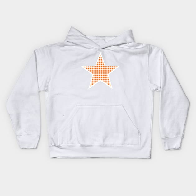 Orange and White Gingham Star Kids Hoodie by bumblefuzzies